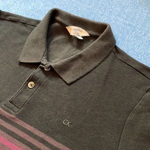 Calvin Klein Black/Pink striped Polo sz. Small
